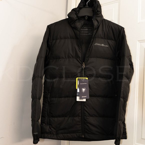 Men’s Hooded Down Black Jacket Eddie Bauer - Picture 2 of 14